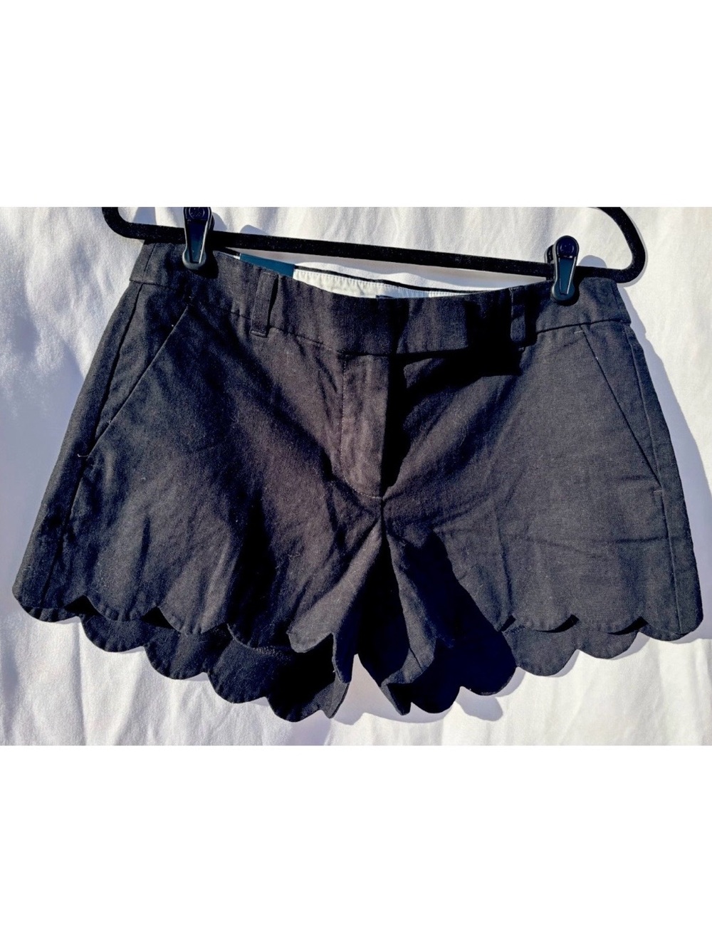 J Crew Black Scalloped Linen Shorts - Women Size 6 - New With Tags